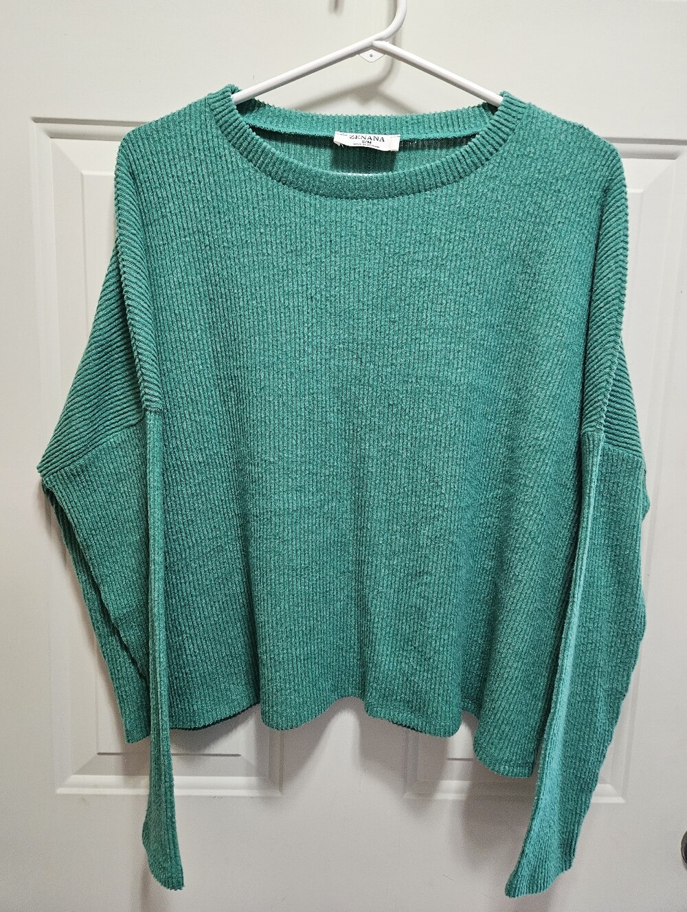 Zenana Plush Ribbed Dolman Long Sleeve Top